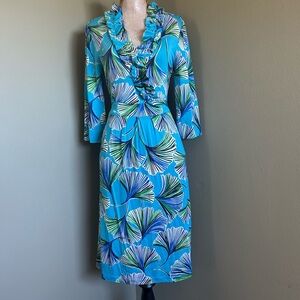 Lilly Pulitzer Blue and Green Patterned Dress
